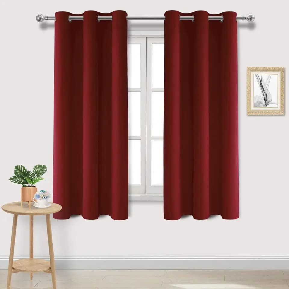 DWCN Christmas Blackout Curtains for Bedroom Living Room 42" x 45" Burgundy