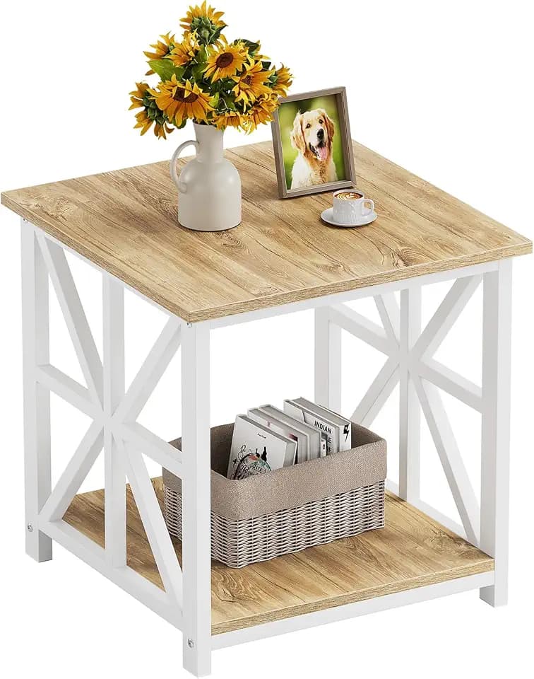 GreenForest 24 inch End Table with X-Shaped Frame for Living Room