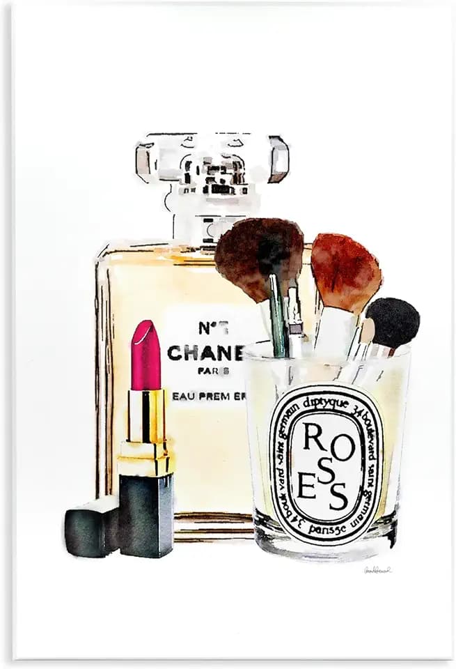 Fashion Makeup Perfume Lipstick, 10 x 15 Inch Mounted Print on Wall Plaque