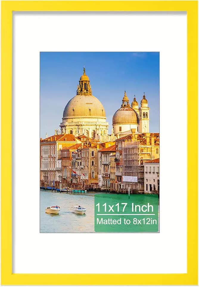 wyooxoo 11x17 Picture Frame Solid Wood Photo Frame For Wall Decor,Yellow