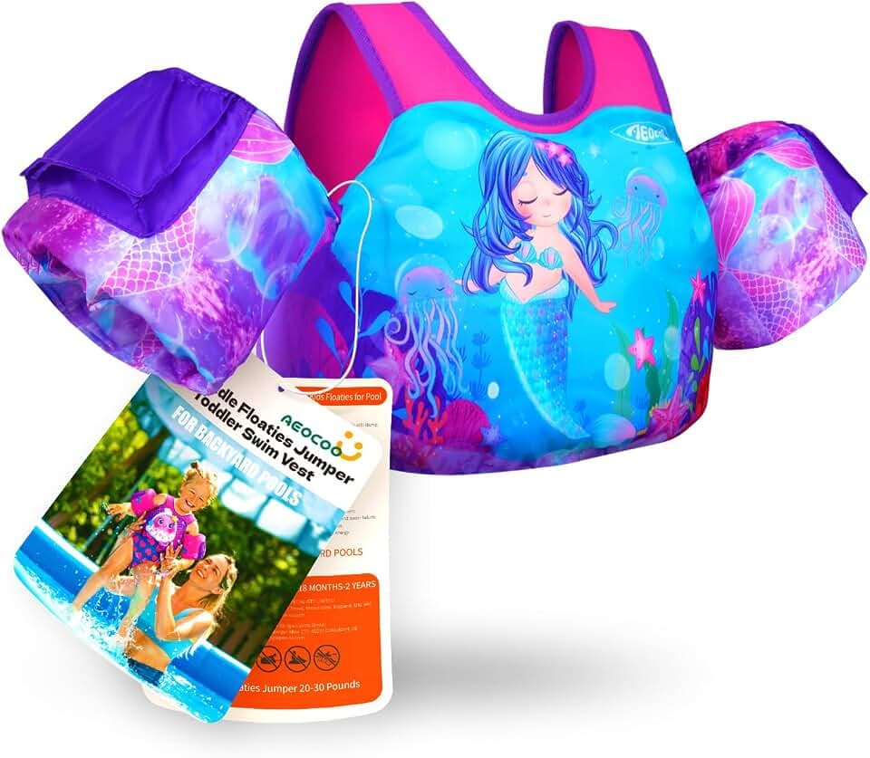 AEOCOO Puddle Float Jumper, Toddler Swim Vest, Toddler Floaties for Pool