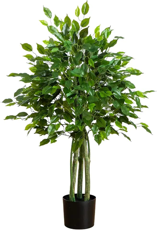 Nearly Natural 3.5ft UV Resistant Artificial Ficus Tree Indoor/Outdoor - Realistic Fake Tree for Home Decor