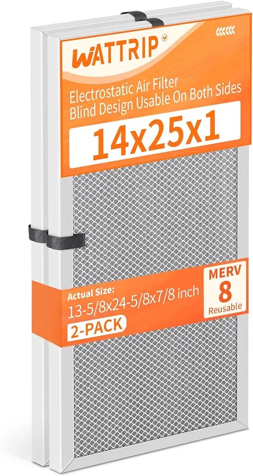 2-Pack 14x25x1 MERV 8 Reusable HVAC Electrostatic Furnace Filters