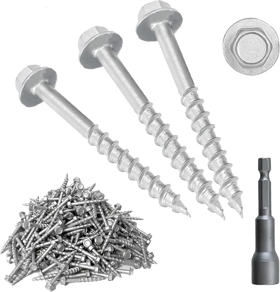(300 Pack) #9 x 1-1/2" Heavy Duty Joist Hanger Screws, 1/4" Hex Head Wood Screws with 0.370" Dia Deck Screws, Replace SD9112R500 10D Nails