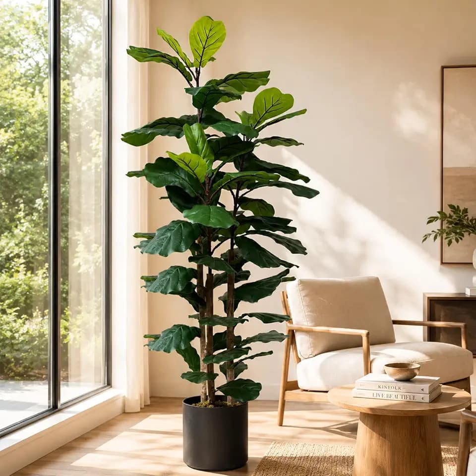 5FT Artificial Fiddle Leaf Fig Tree, Realistic Faux Tree for Home Office