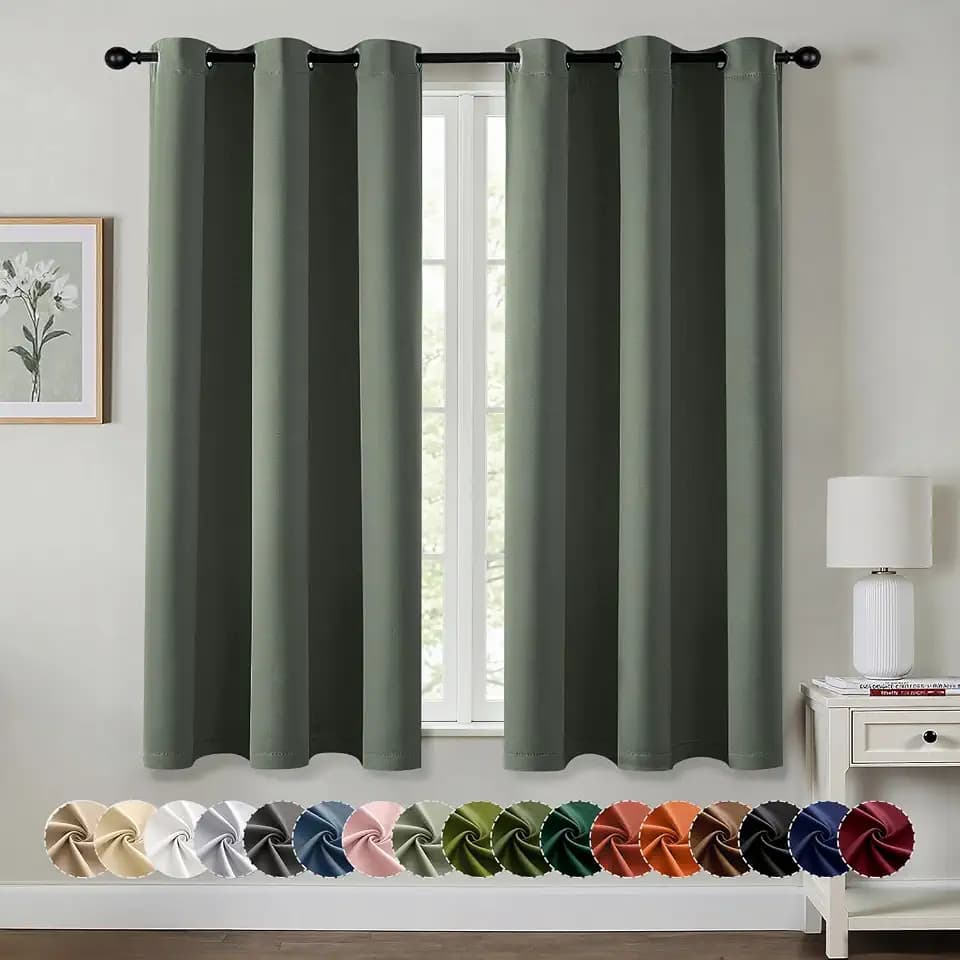 MIULEE Blackout Curtains for Bedroom 2 Panel 40 x 45 Inch Long Dark Mallard