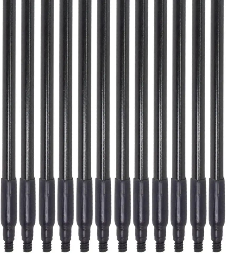 SPARTA Fiberglass Broomstick Replacement Broom Handle with Acme Threaded Tip for Industrial Cleaning Tools, Fiberglass, 60 Inches, Black, (Pack of 12)