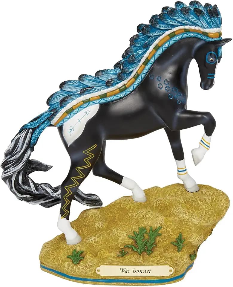 Enesco The Trail of Painted Ponies War Bonnet Horse Figurine, 9 Inch, Multicolor