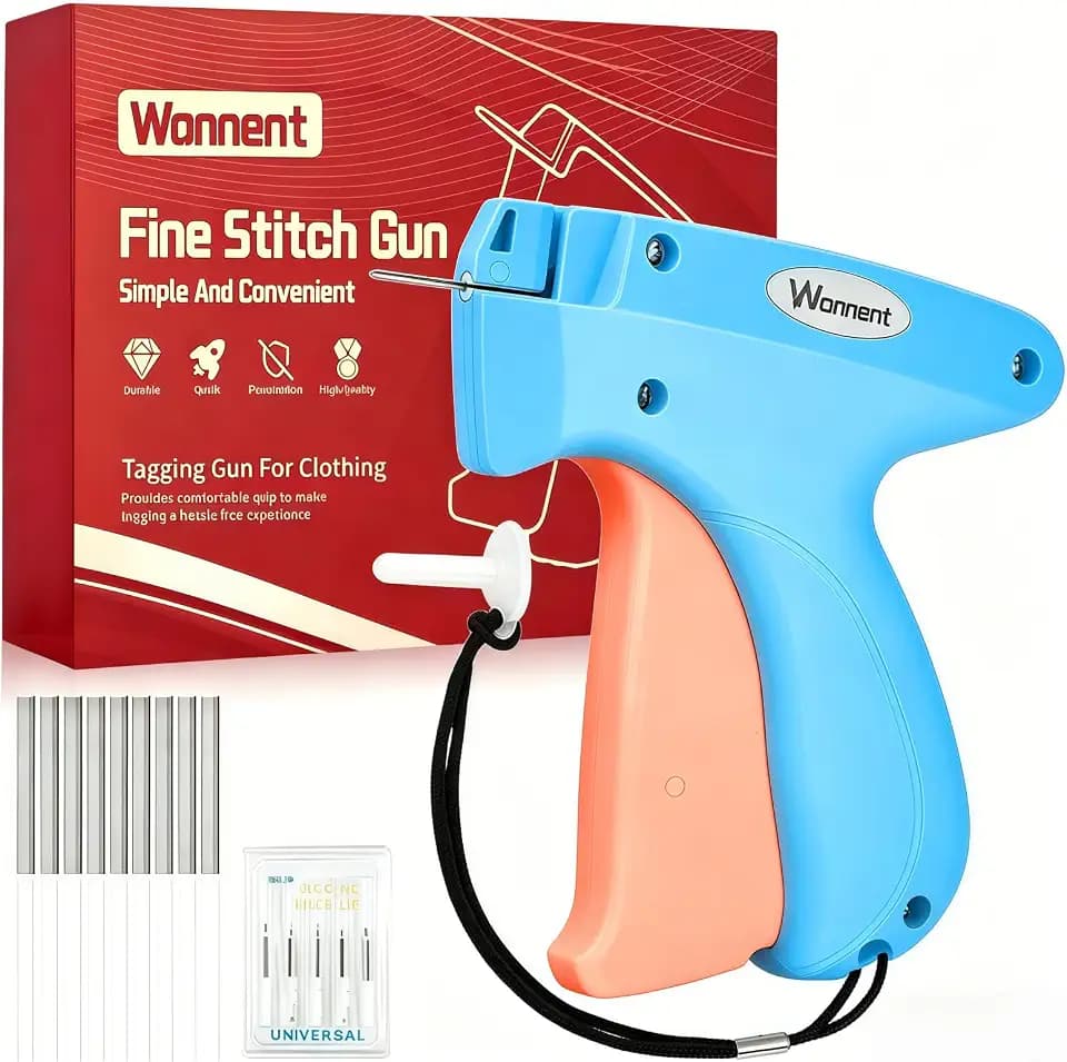 Stitch Gun for Clothes Stitchy Tagging Gun for Clothing Stitchy Quick Clothing Fixer -Includes 1,000 Black Fasteners & 1,000 White Fasteners & 6 Needles(CornflowerBlue+LightSalmon)