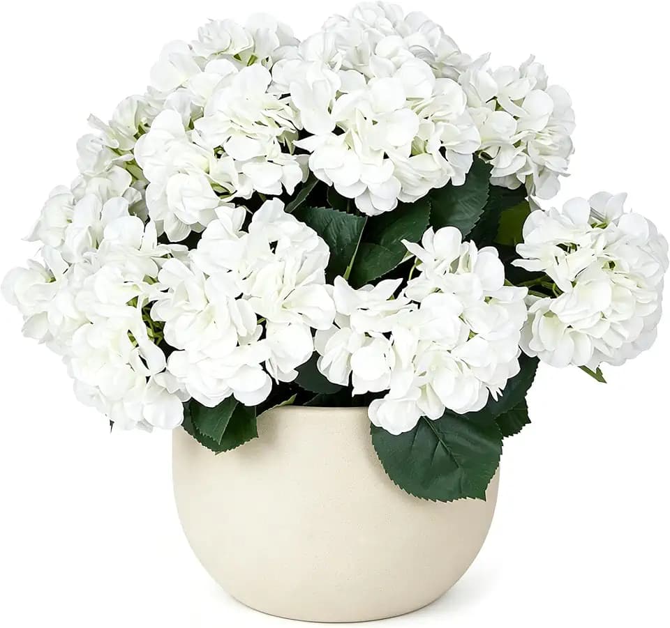 Hydrangea Artificial Flowers Potted: 24" Faux Artificial Plants UV Resistant Waterproof Artificial Flowers for Outdoors Indoor Porch Patio Home Office Decor