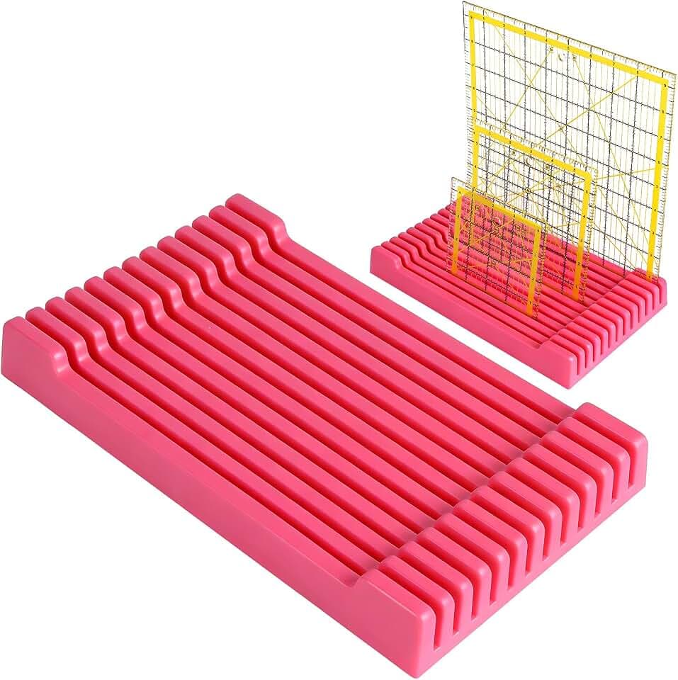 Storage Rack for Quilting Rulers 6“* 10“-12 Slot Ruler Holder Organizer and Storage for Storing Sewing rulers (1 Pack-Pink)