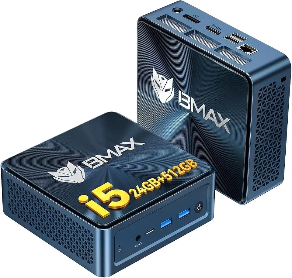 BMAX Mini PC B9Plus Prozessor Intel Core i5-1235U (10 Kerne / 12 Threads, bis zu 4,4 GHz), 24GB LPDDR4, 512GB SSD, Bluetooth 5.2, Wi-Fi 6, Triple-Display 4K@60Hz, 4*USB-Anschlüsse, 1*Typ-C, 1*DP 1.4a