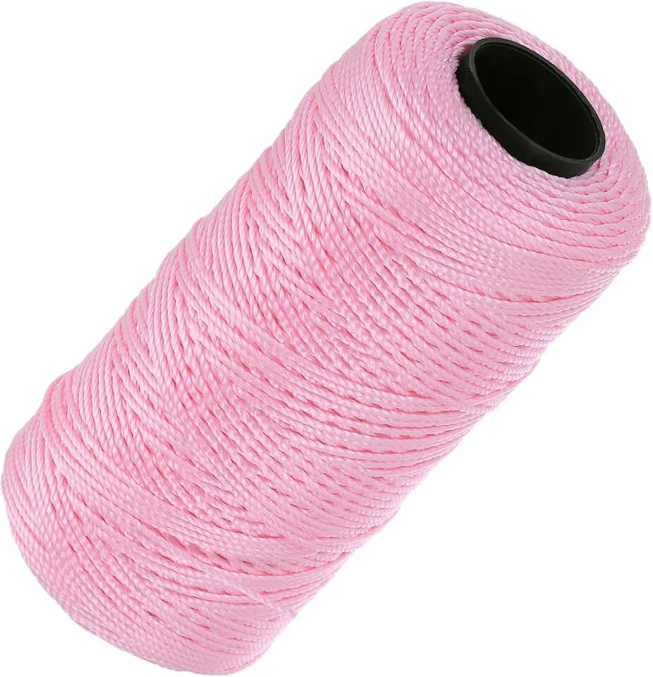 MECCANIXITY Nylon String 3 Strands Twisted Mason Line 1.5mm x 218 Yards Nylon Twine String for DIY Projects, Home Improvement, Gardening, Gift Wrapping, Christmas Party Supplies, Light Pink