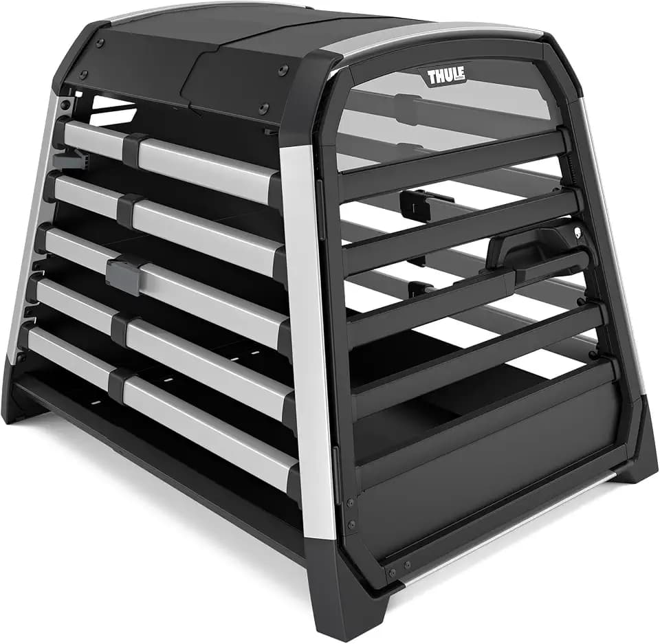 Thule Allax Hundebox, Transportbox Hund, Hundebox für Auto Black/Aluminum M