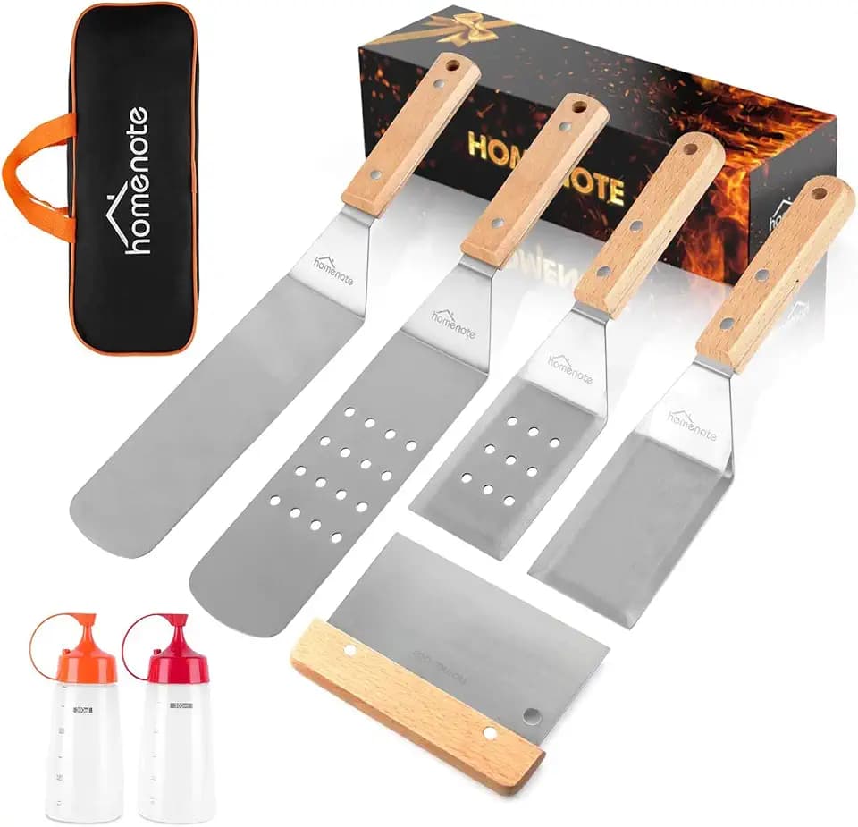 HOMENOTE Wooden Griddle Accessories Kit, Griddle Spatula Set for Blackstone