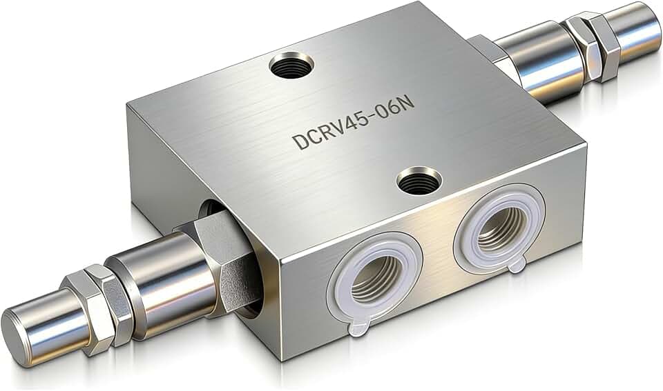 Dual Crossover Hydraulic Relief Cushion Valve, 3/8" NPT Ports, 12 GPM, Adjustable 150-2600 PSI, Preset 1300 PSI, Replaces DCRV45-06N, for Hydraulic Motors and Cylinders