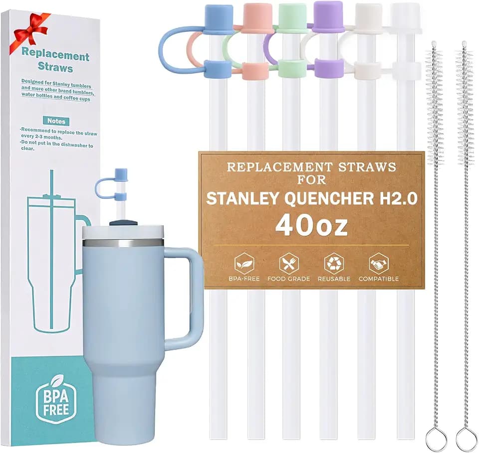LUCKINEE 6pcs Replacement Straws for Stanley Quencher H2.0 30oz 40oz