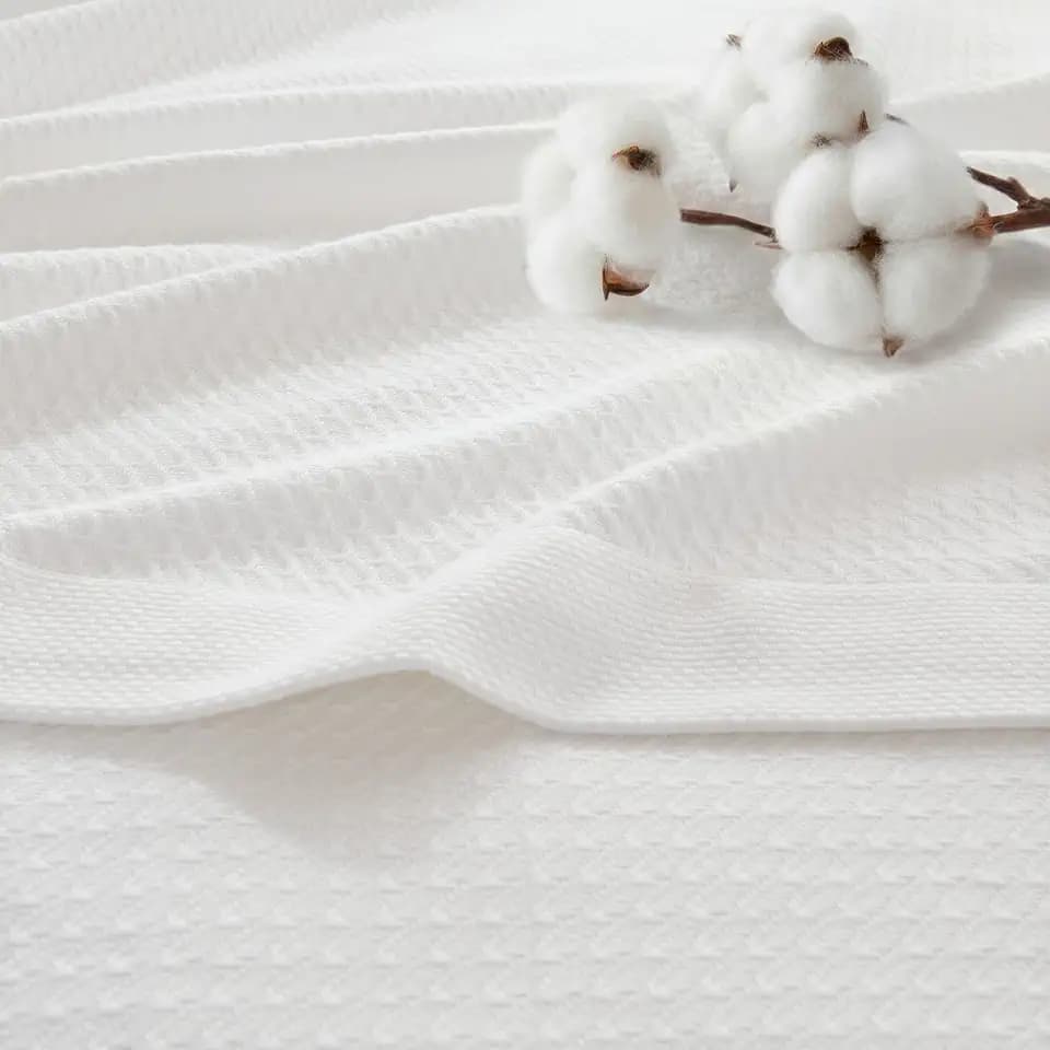 Madison Park 100% Egyptian Cotton Twin Size Bed Blanket for Summer White
