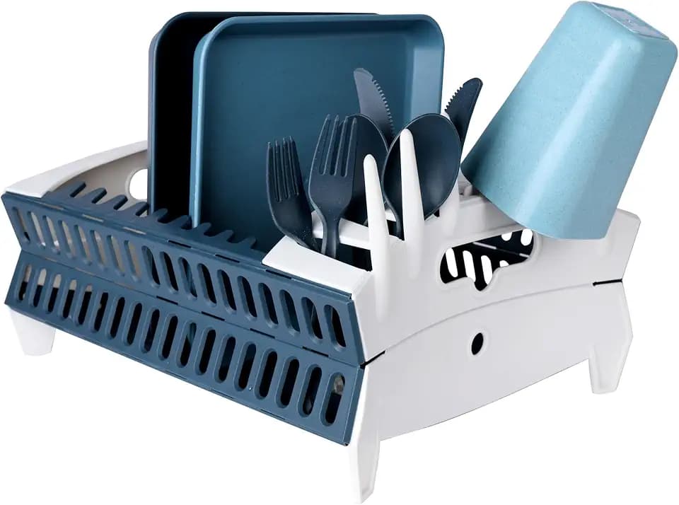 Coghlan's Snapfold™ Dish Rack – Portable Camp Kitchen Organizer, Space-Saving Foldable Dish Drying Rack with Dish and Utensil Slots, Drinkware Holder, for Camping, RVs, and Travel