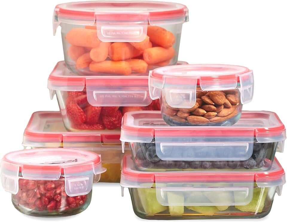 Pyrex Freshlock (7-Pack) Glass Food Storage Containers Set (1, 2, 4 Cup)