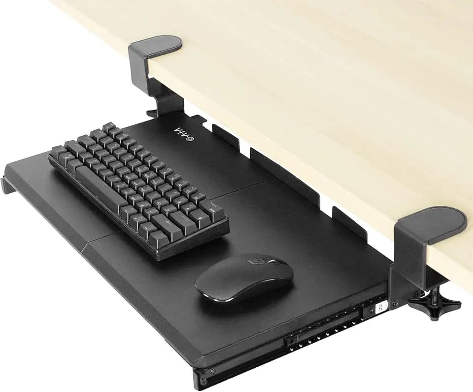 VIVO Black Clamp-on 20 x 11 in Keyboard Tray, MOUNT-KB05ES