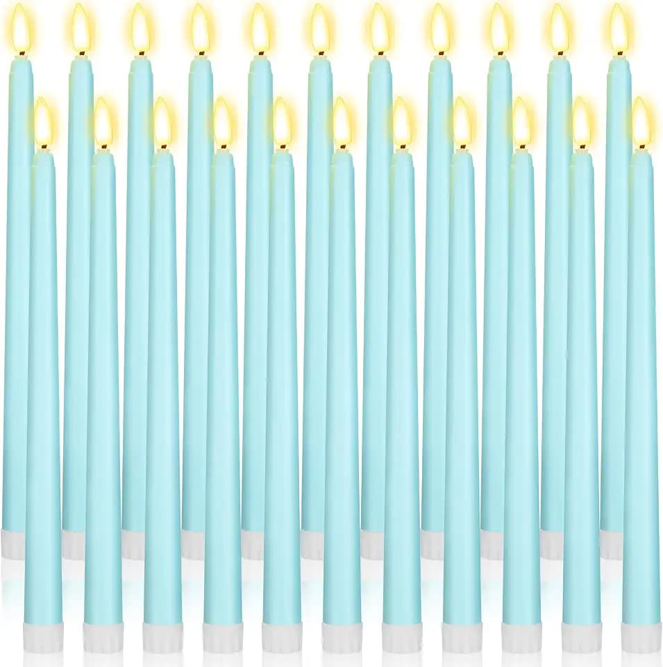 Macarrie 24 Packs Flameless Taper Candles Battery LED 11",Teal