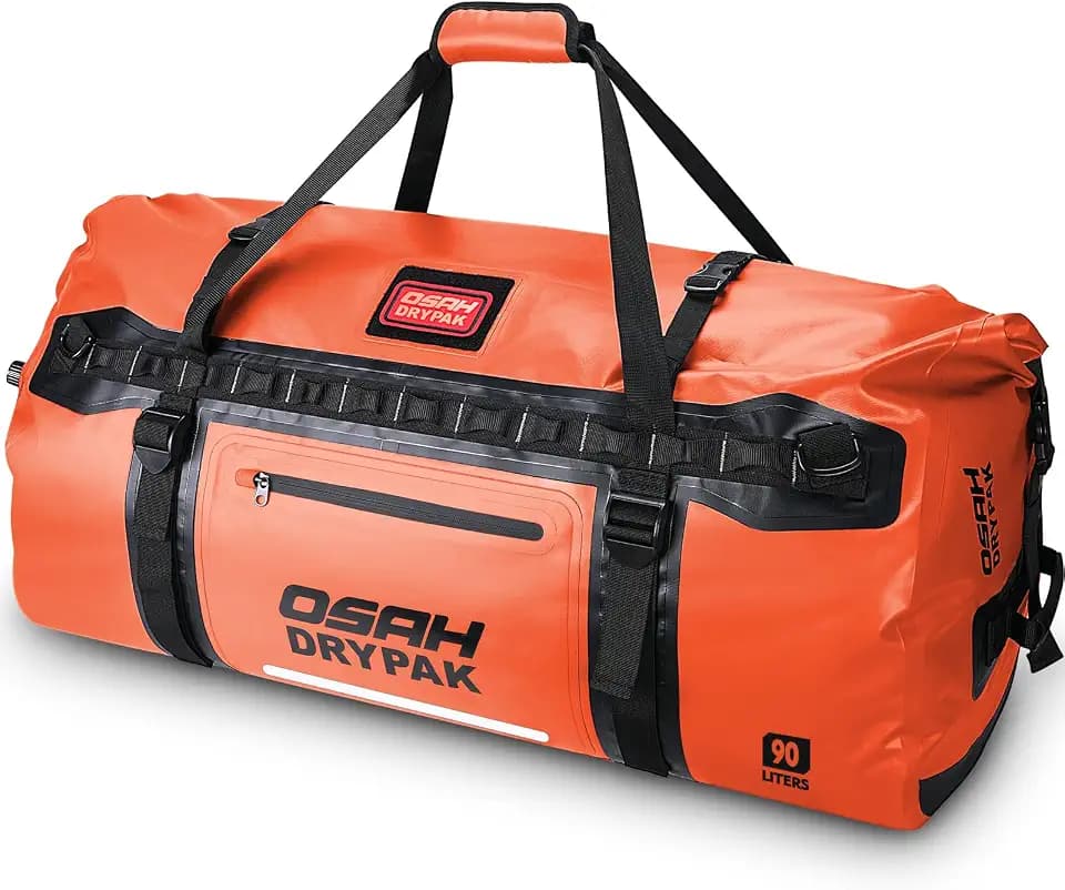 OSAH DRYPAK Waterproof Duffel bag Roll-Top Travel Duffel Bag Heavy Duty Waterproof Bag with Straps & Handles 90L/120L/150L for Camping, Boating, Traveling, Motorcycling, Hunting