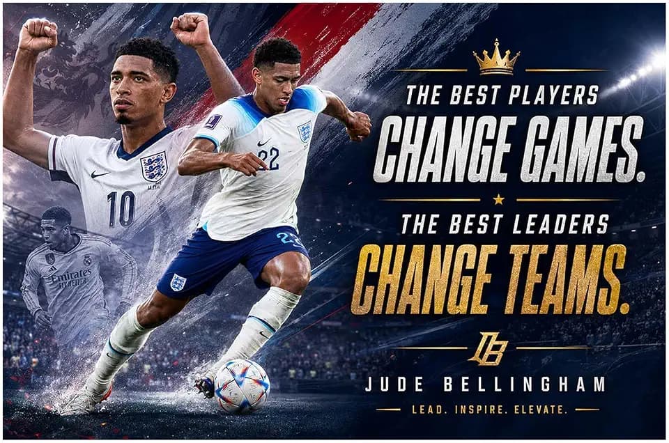 Jude Bellingham Motivational Poster Quote Inspirational Quotes Classroom Posters Mens Soccer Pro Coaching Wall Art Growth Mindset Teacher Educational Signed Memorabilia Sports Decor Jersey Boys CCP278