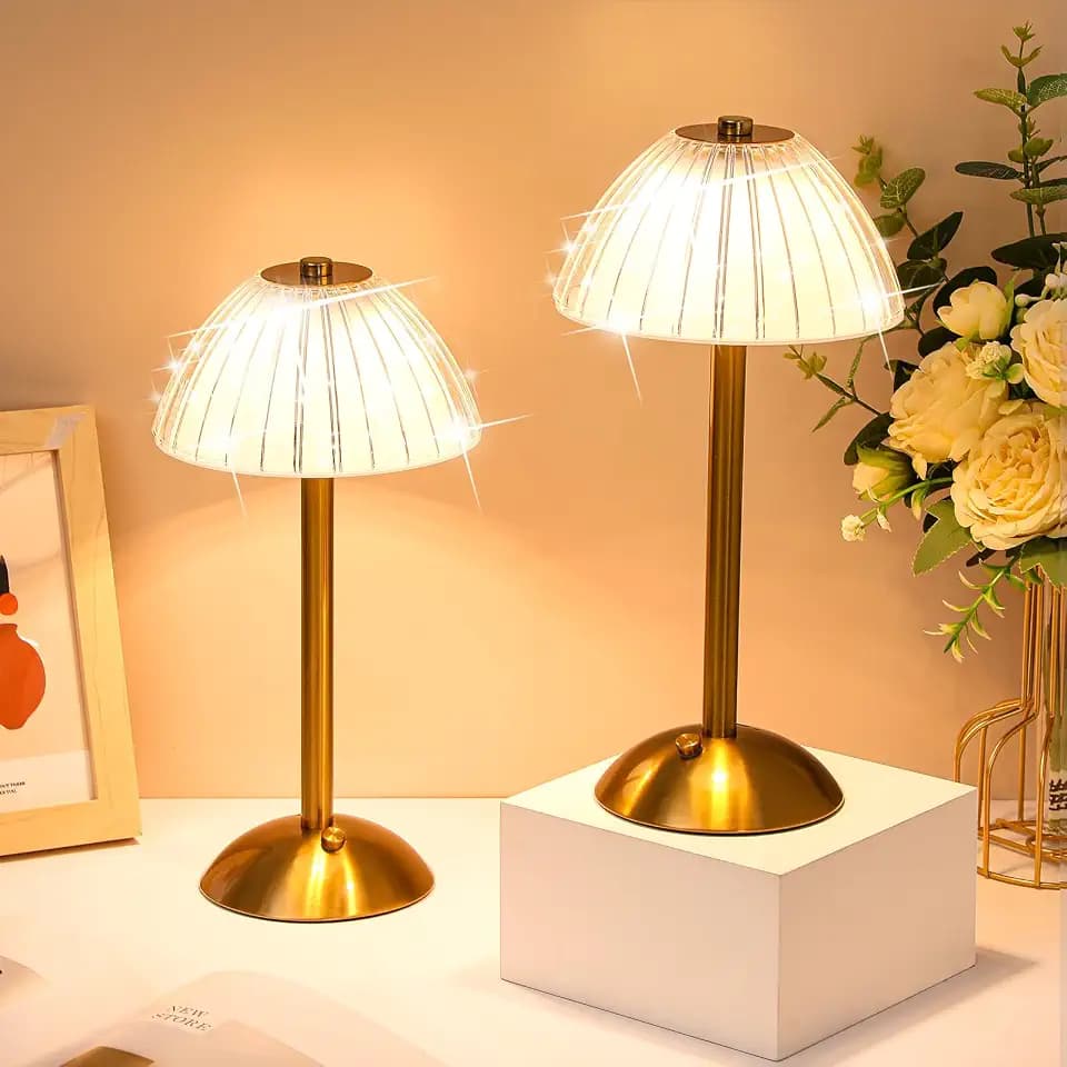 Liliful 8 Pcs Cordless Table Lamp LED Touch, Gold, Mushroom Style