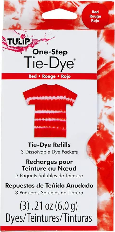 Tulip One-Step Tie-Dye Kit , 3 Fabric Dye Refill Packs, Packs, Red