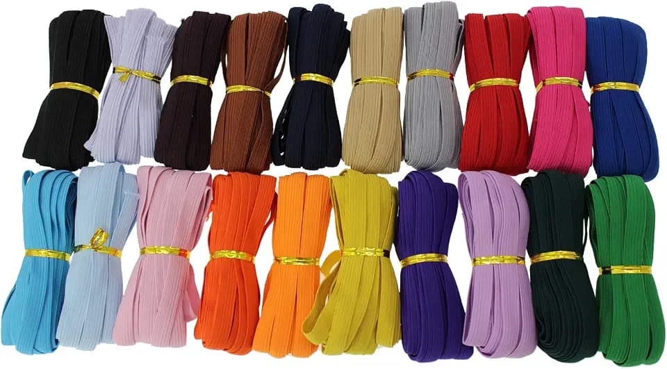 Yong 3/8in Muti-Color Elastic Band 20 Colors 100Yd for Sewing