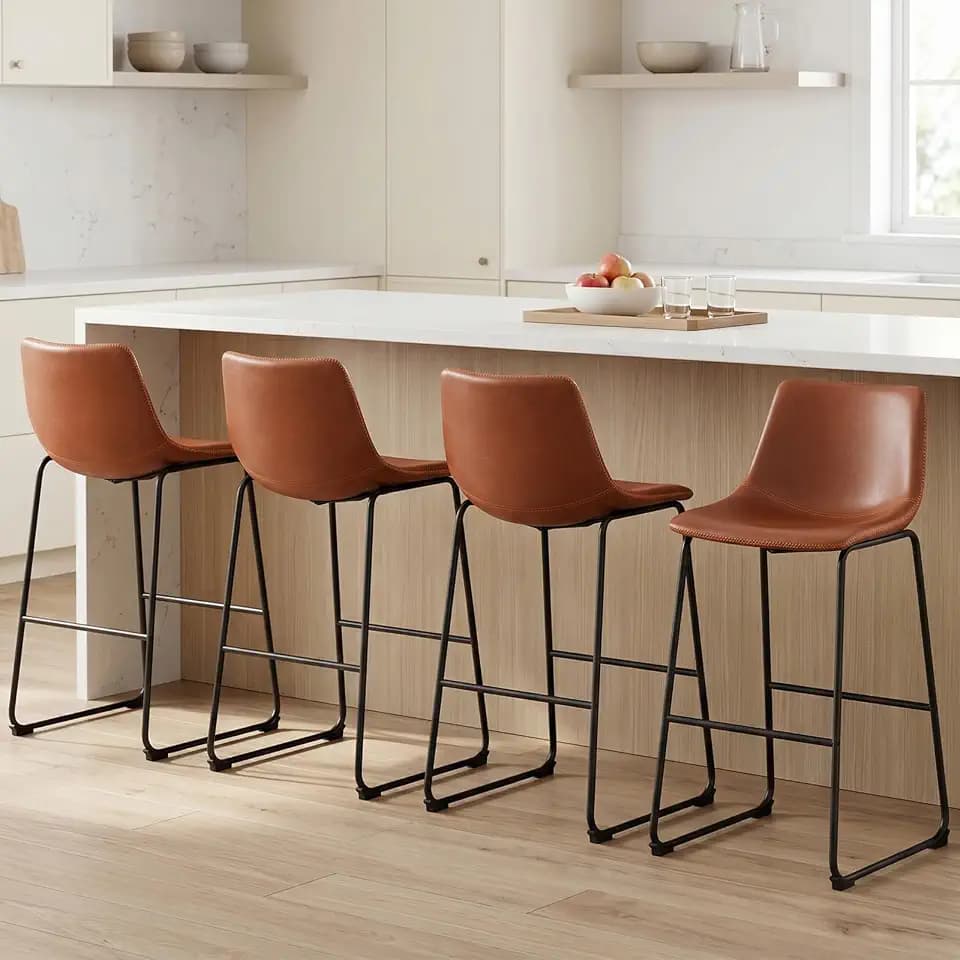 Bar Stools Set of 4, Counter Height Metal Bar Chairs with Back