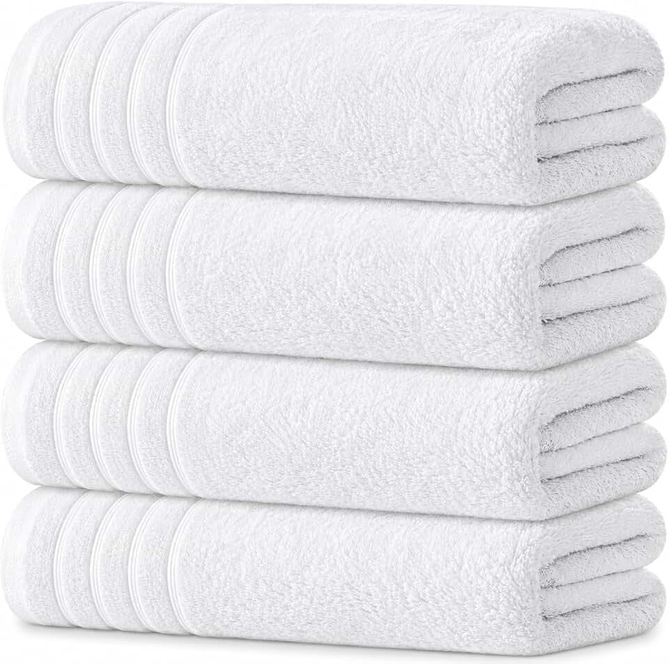 Avalon Bath Towels Set of 4, 60% Cotton 40% Viscose from Bamboo, Quick Dry
