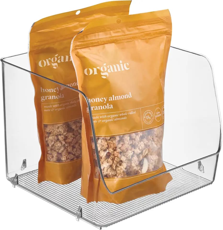 InterDesign iDesign Stackable Clear Open Front Storage Bin, Easy Access Organizer for Kitchen, Pantry or Cabinet