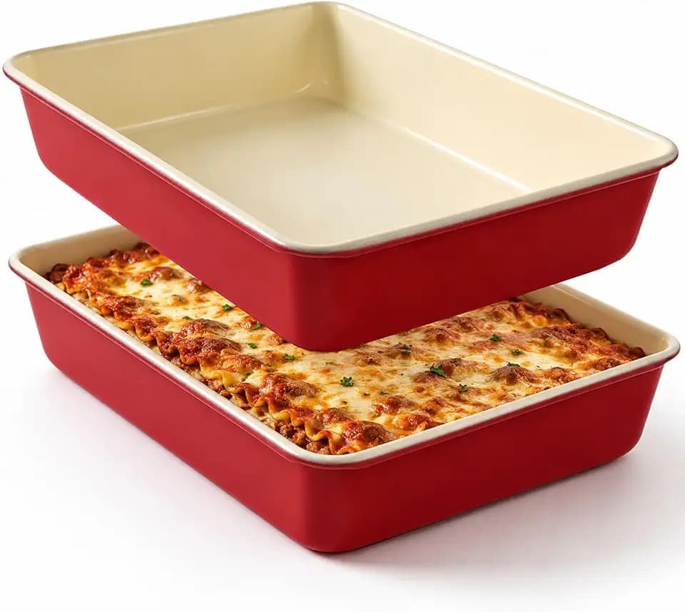 9x13 Inch Baking Pan 2 Pack, Heavy Duty Nonstick 2.5" Lasagna Pan