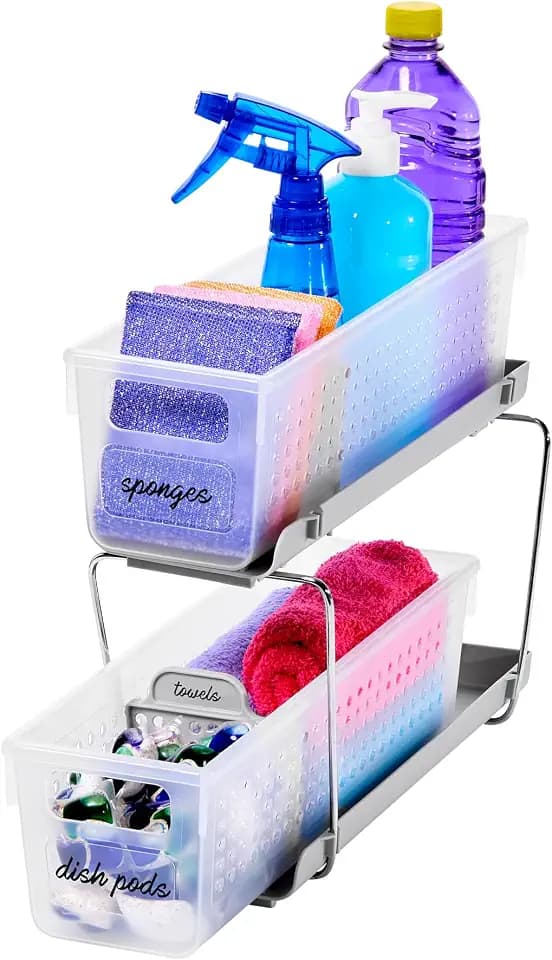 madesmart Compact Two Level Organizer, Frost