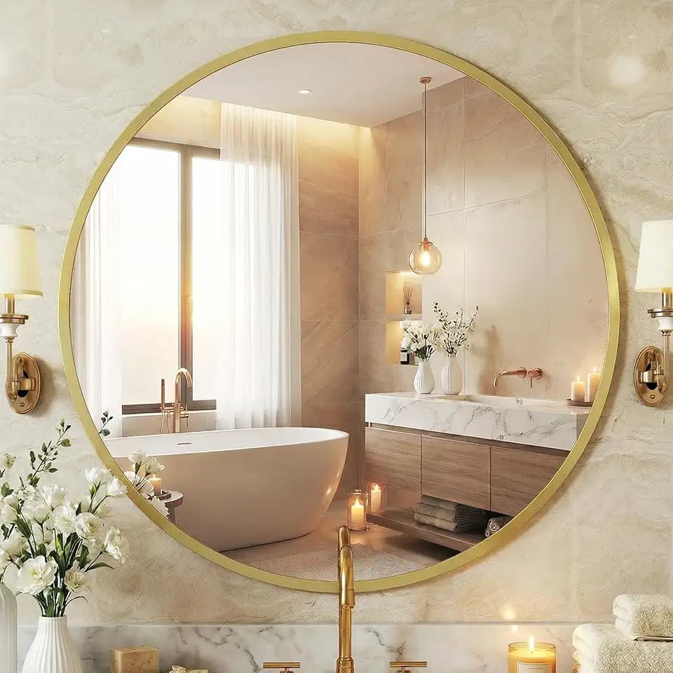 NEWBULIG 36 Inch Round Wall Mirror, Bathroom Mirrors for Over Sink