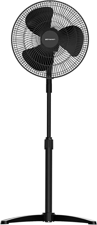 Emerson 16-inch Oscillating Pedestal Fan with Precision 3-Speed Wind Control and Adjustable Tilt and Height, Black