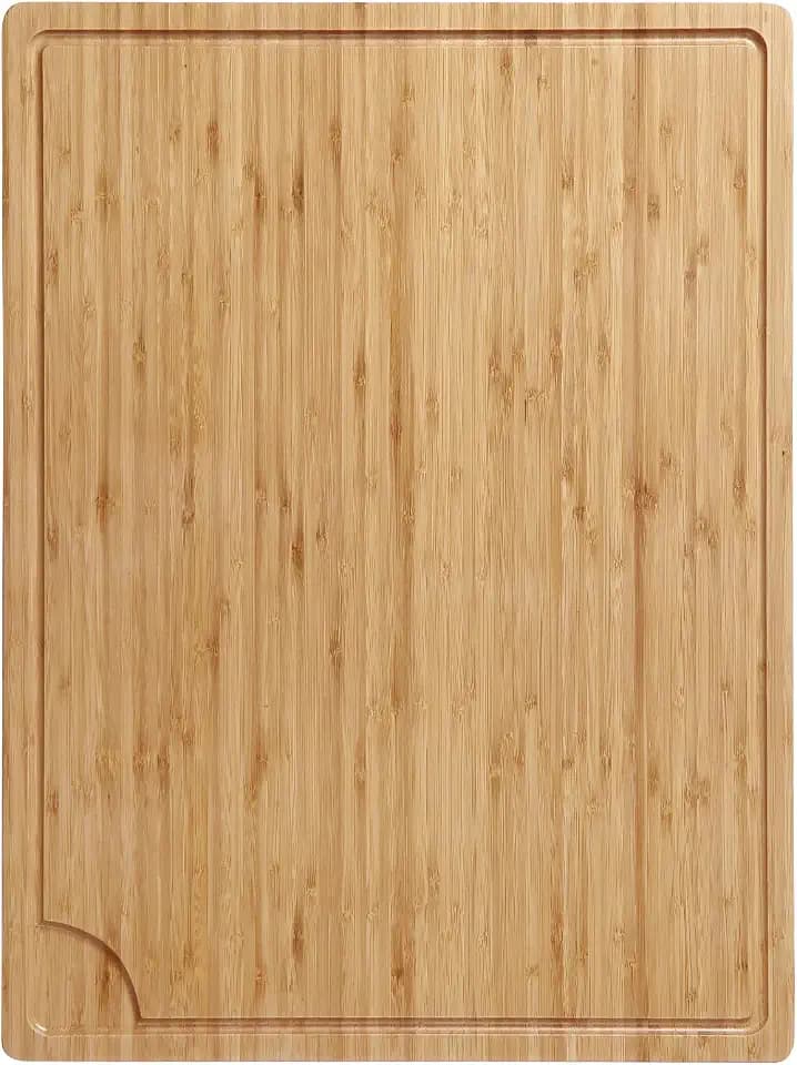 24" Large Bamboo Cutting Boards for Kitchen, Wood Stovetop Cover, Extra Large Wood Cutting Board with Deep Juice Groove and Handle, Heavy Duty Chopping board