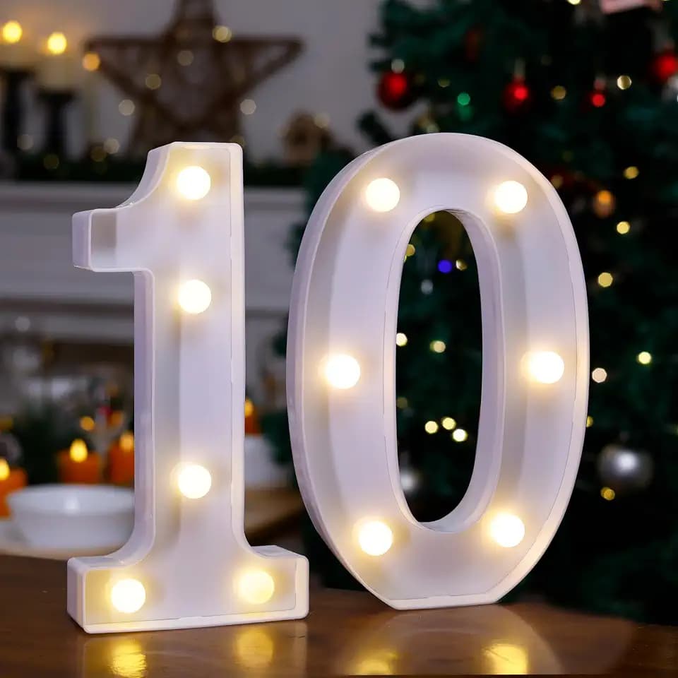 LED Light Up Numbers, Marquee Number Sign for 10th Birthday Decor(10)