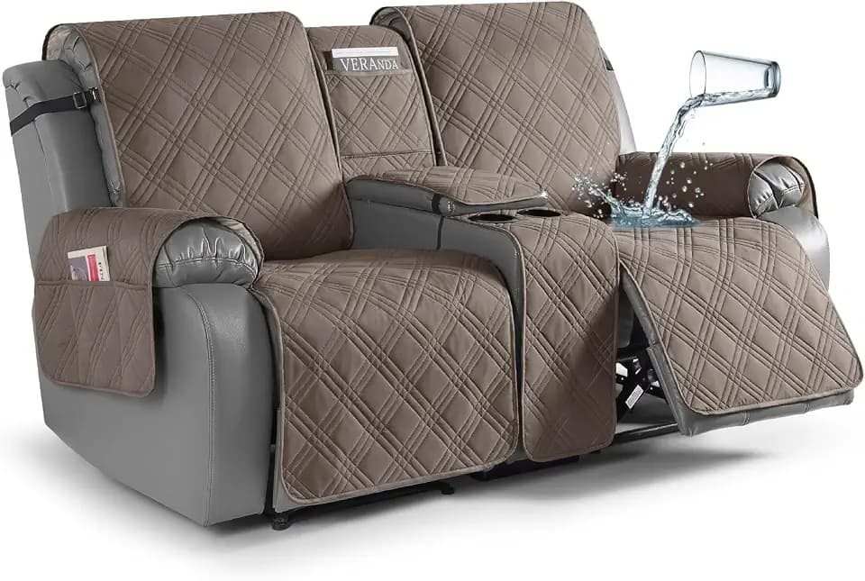 TAOCOCO Waterproof Loveseat Recliner Cover with Center Console, 2 Seater