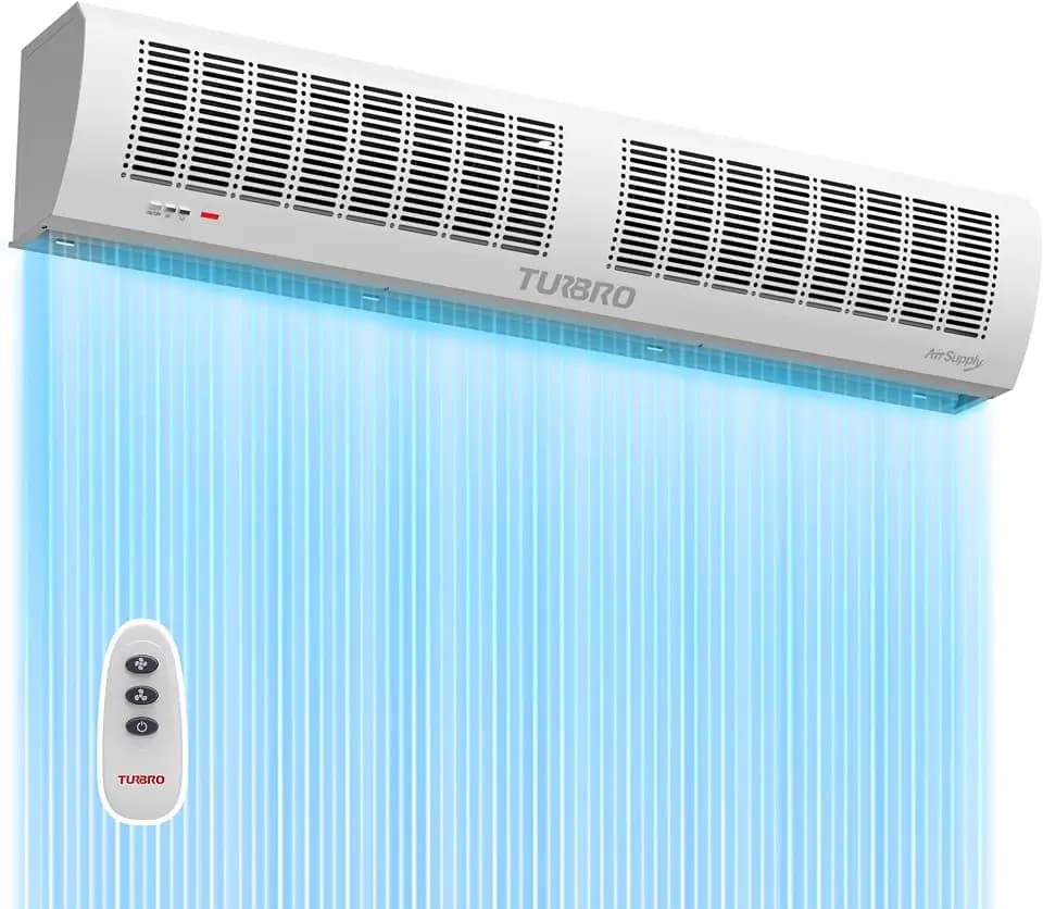 TURBRO 48-Inch Air Curtain Fan, Wall-Mounted Commercial Air Door with Magnetic Switch, Heavy-Duty Indoor Over Door Fan for Energy Efficiency, Dust, and Insect Control