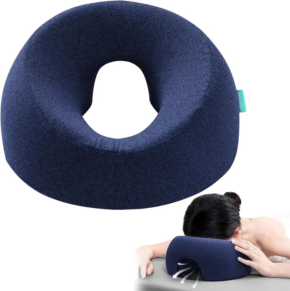 xiaomubiao Face Down Pillows for Massage Table, Massage Headrest for Bed, Face Pillow for Stomach Sleeping, BBL Pillow After Surgery Post Eye Surgery & Vitrectomy Recovery, Removable Cover, Navy Blue