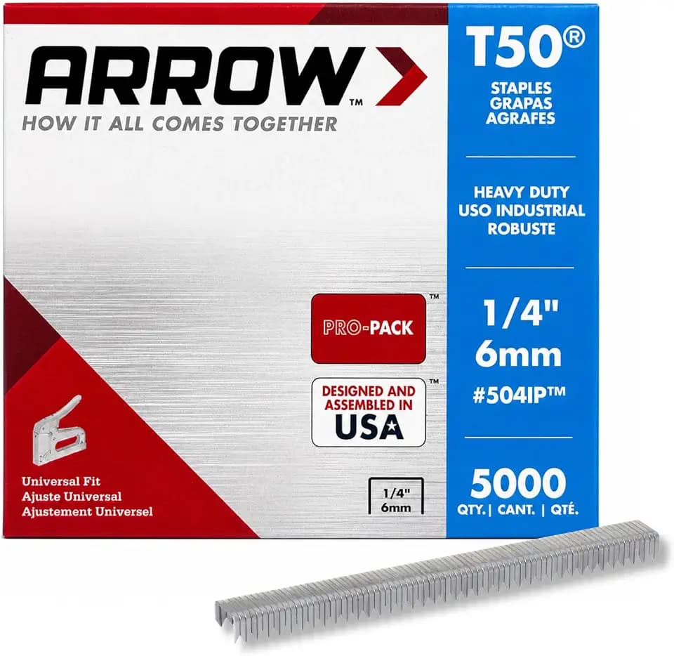 Arrow 504 T50 Staples, 1/4-Inch Leg, 3/8-Inch Crown, 5000 Count