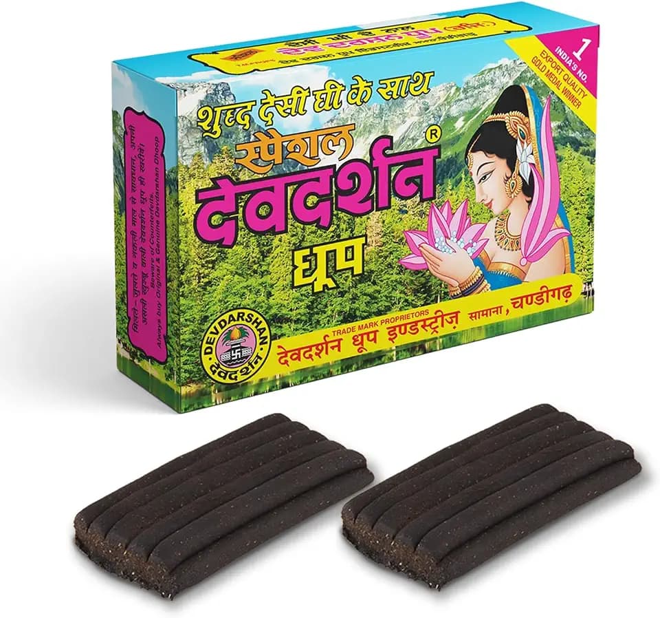 Dev-Darshan Wet Dhoop Sticks for Puja and Meditation, Natural Fragrance, 120 Sticks, Pack of 6