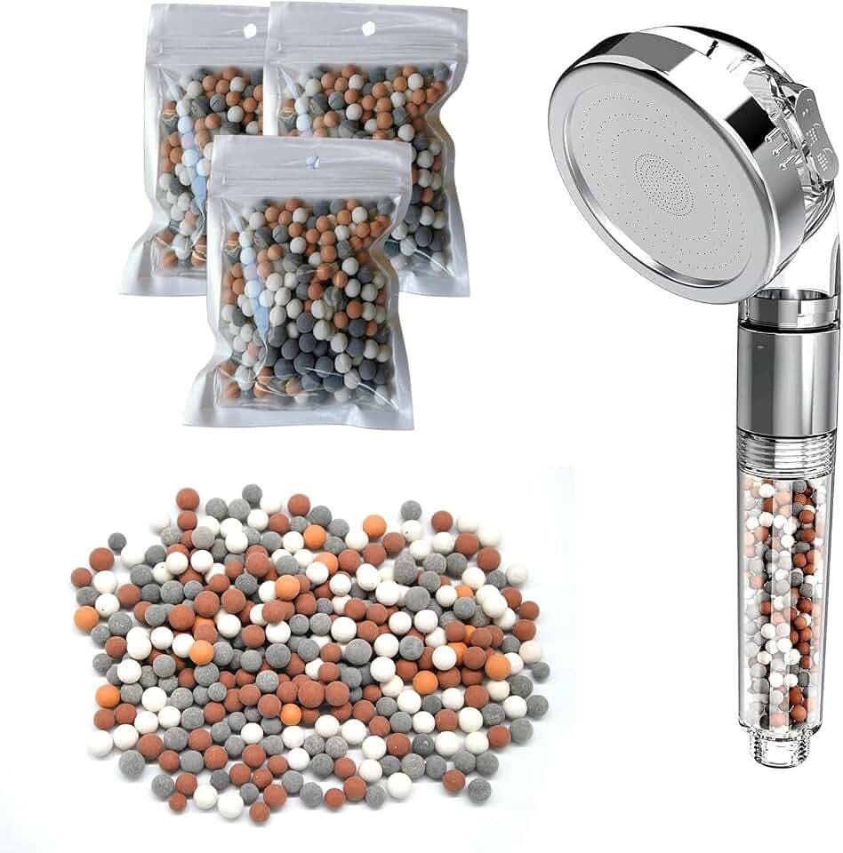 BLMHTWO 3 Packs Shower Head Beads, Shower Filter Beads Replacement