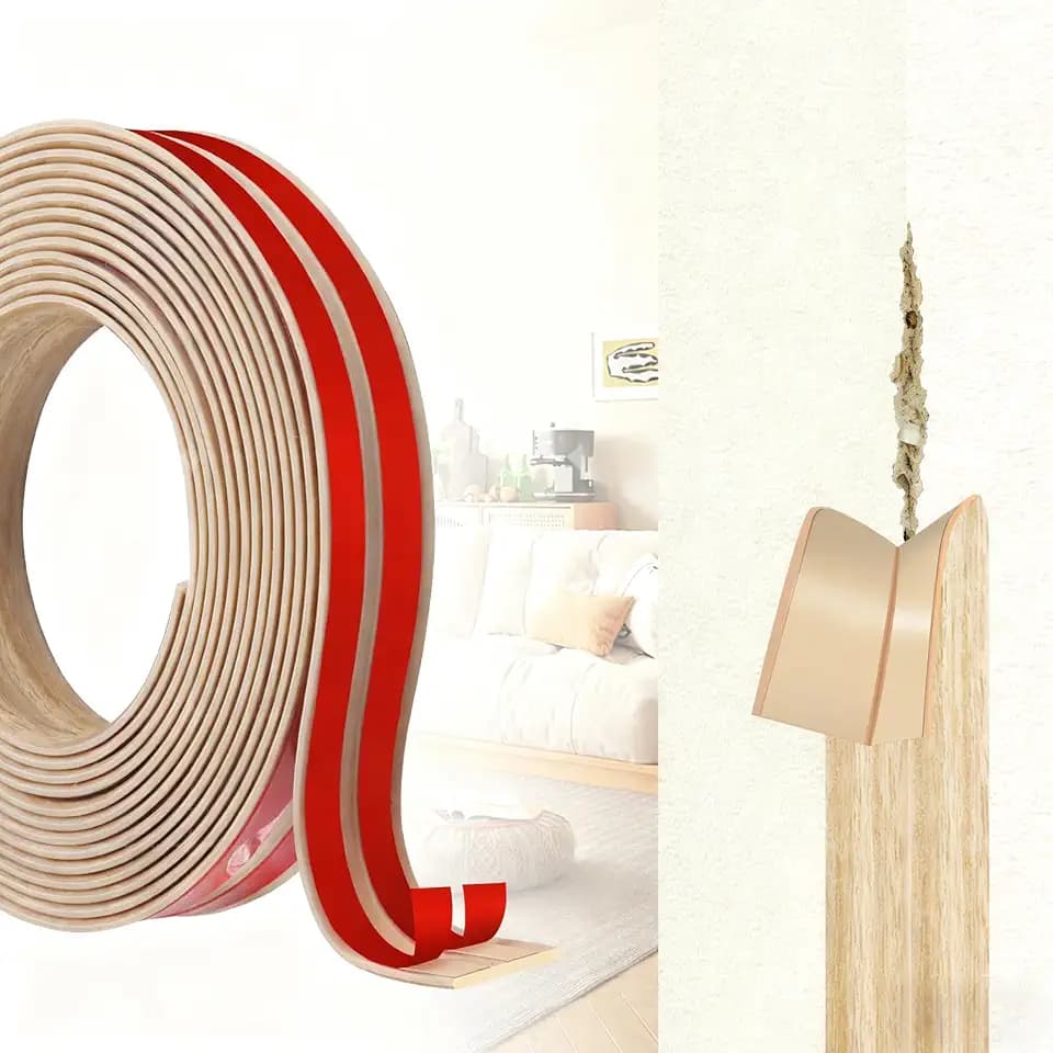 Selbstklebende Weichsockelleiste Zierleisten 6M, Flexible PVC Kantenschutz und Winkelleiste als Eckschutz für Wand, Boden und Fliesen,Sockelleiste für Küche Bad Tür Fenster Wandleiste Eckleiste