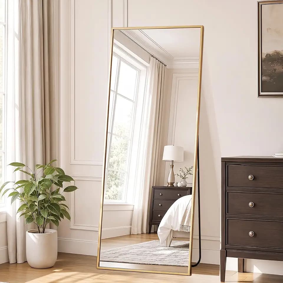 DUMOS 21"x56" Full Length Mirror with Stand, Full Body Floor Mirror