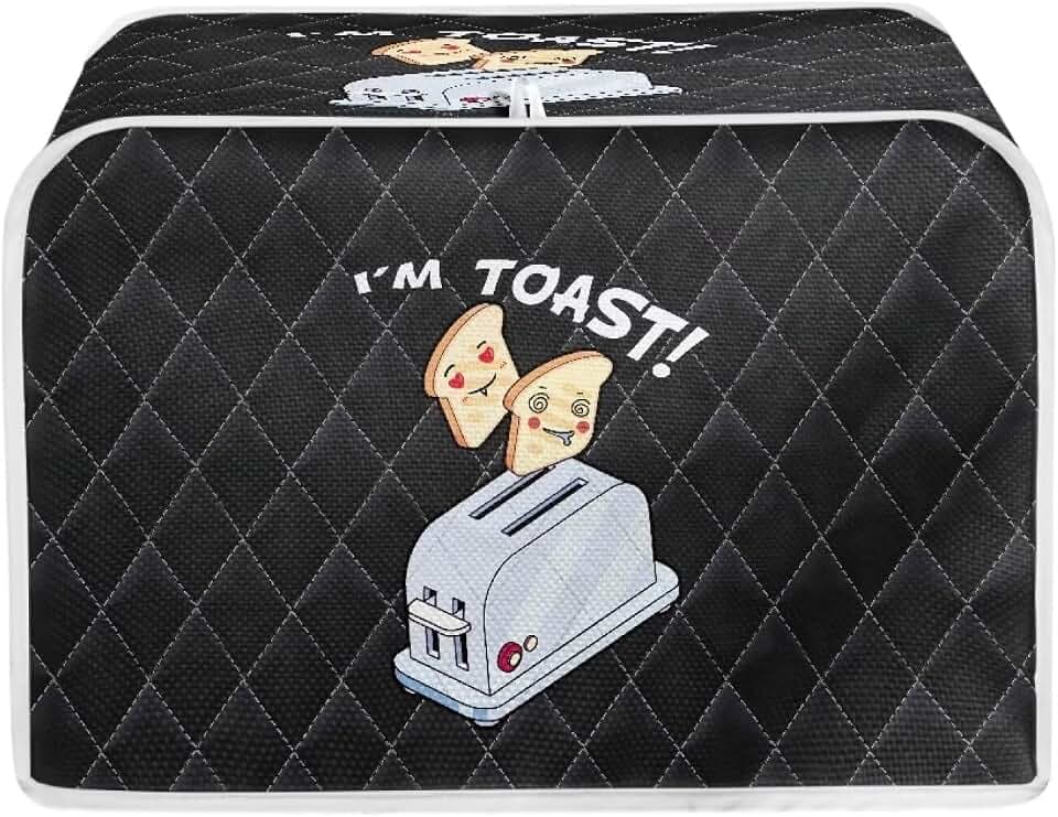 Cartoon Toaster Pattern Toaster Dust Cover Kitchen Oven Cover with Top Handle Bread Toaster Cover Portable & Foldable, Great Girt for Women