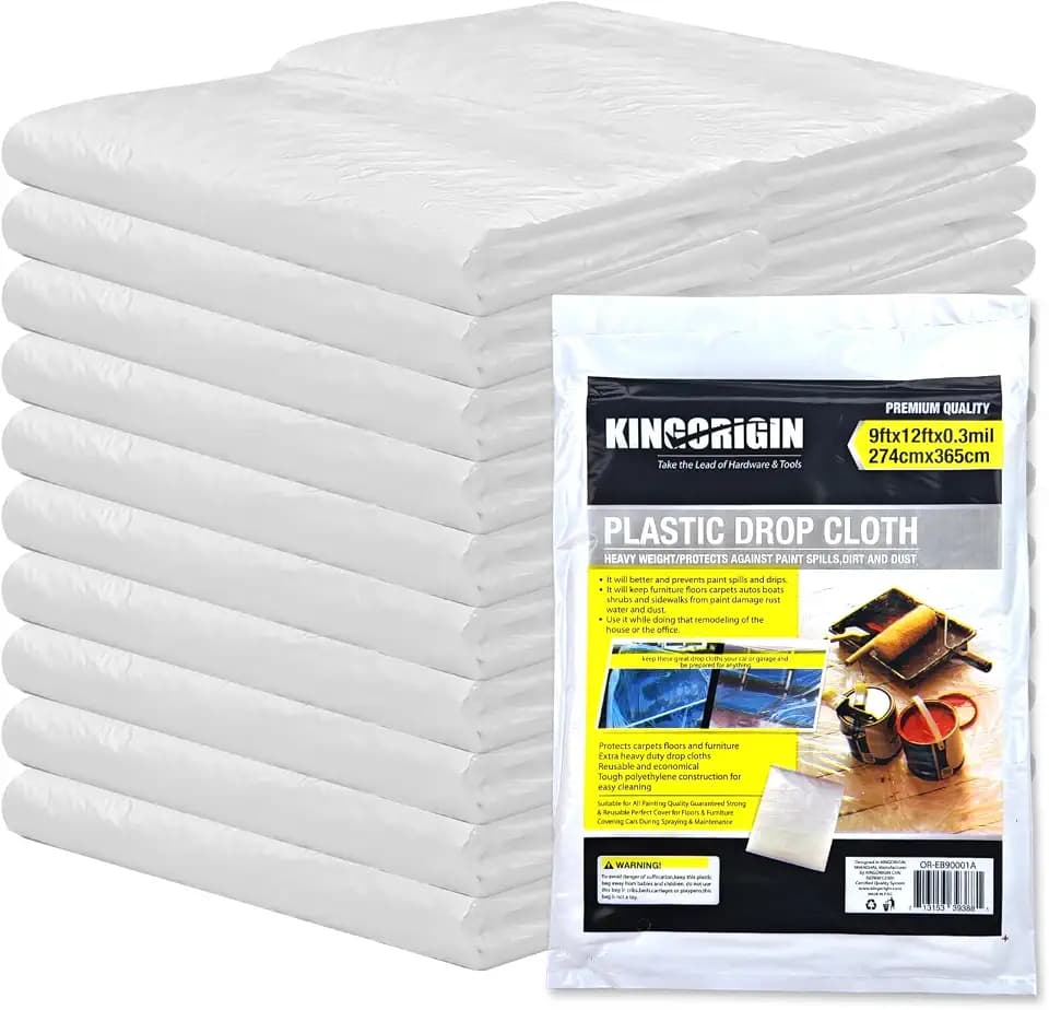 Plastic Drop Cloths 20 Pack, 9x12 Ft Paint Tarp for Painting, Plastic Covers for Furniture, Floor, Sofa, Disposable Plastic Sheet for Painting
